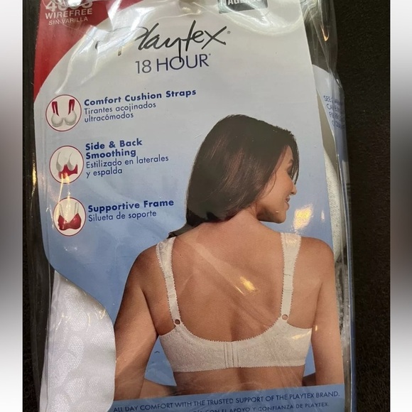 Playtex 4693 Wire free 18 Hours Ultimate Shoulder Comfort Bra 38D White NWT - Picture 2 of 5